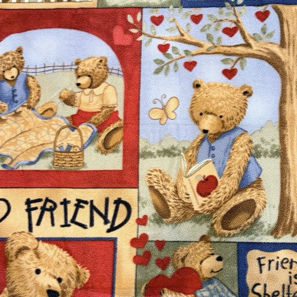 Vintage Teresa Kogut Old Friend Teddy Bear Throw Blanket‎ Cottagecore 47x61